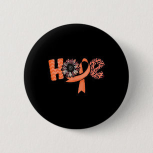 Badge Rond 5 Cm Orange Ribbon Leopard Tournesol Hope Crps Rsd Awar