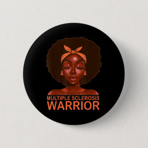 Badge Rond 5 Cm Orange Ruban Ms Awareness Warrior Black Afro