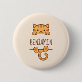 Badge Rond 5 Cm Orange Tabby Cat Pékin derrière Nom Personnalisé (Devant)