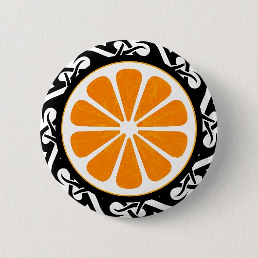 Badge Rond 5 Cm orange. tribal (Devant)