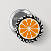 Badge Rond 5 Cm orange. tribal (Devant & derrière)