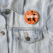 Badge Rond 5 Cm Orange Volleyball avec Silhouette Player (En situation)