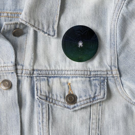 Badge Rond 5 Cm Orb Weaver Spider la nuit (En situation)
