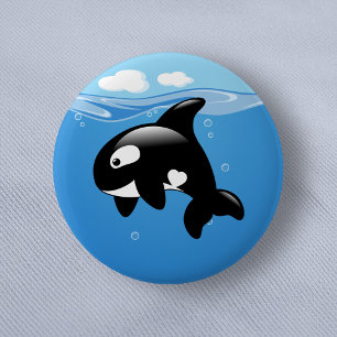 Badge Rond 5 Cm Orca Whale en Océan