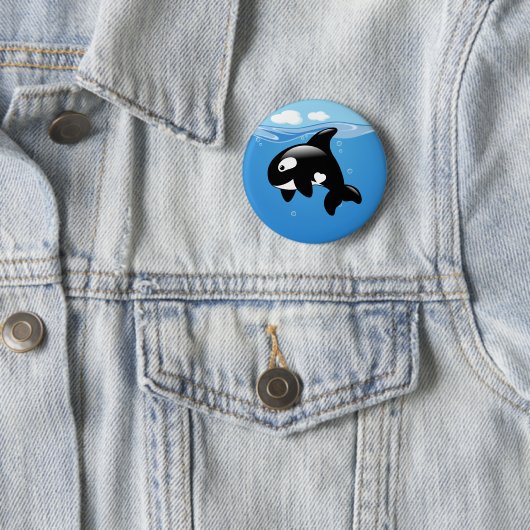 Badge Rond 5 Cm Orca Whale en Océan (En situation)