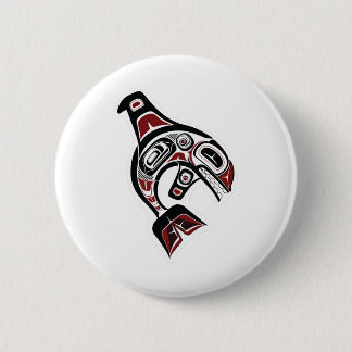 Badge Rond 5 Cm Orca Whale Salish Conception du Pacifique Natif du