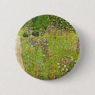 Badge Rond 5 Cm Orchard Gustav Klimt avec Rose