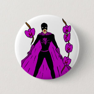 Badge Rond 5 Cm Orchidée nocturne