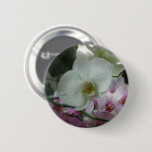 Badge Rond 5 Cm Orchidées blanches et violettes (Devant & derrière)
