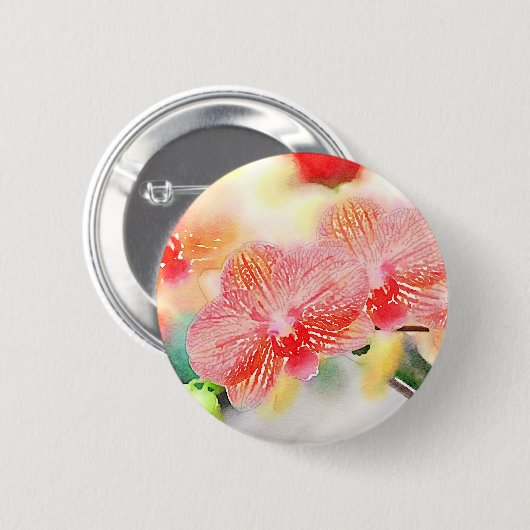 Badge Rond 5 Cm Orchidées d'aquarelle (Devant & derrière)