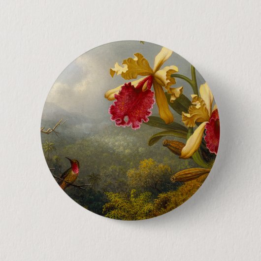 Badge Rond 5 Cm Orchidées et colibri Heade (Devant)