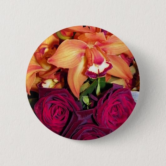 Badge Rond 5 Cm Orchidées et Roses_ (Devant)