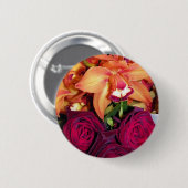 Badge Rond 5 Cm Orchidées et Roses_ (Devant & derrière)