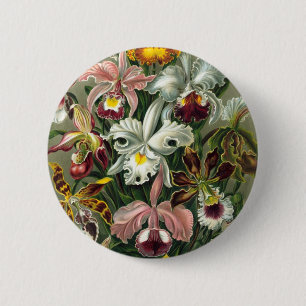 Badge Rond 5 Cm Orchidées vintages