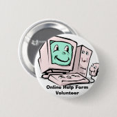 Badge Rond 5 Cm Ordinateur-Bande dessinée, volontaire de forme (Devant & derrière)