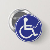 BADGE ROND 5 CM ORDINATEUR PORTABLE HANDICAPÉ (Devant & derrière)
