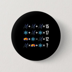 Badge Rond 5 Cm Ordre des opérations mathématiques skis flocons de