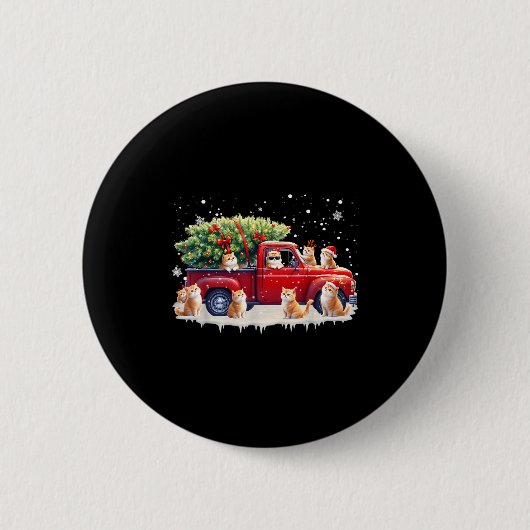 Badge Rond 5 Cm Oriental Cat Red Truck Christmas Tree Santa Ugly X (Devant)