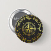 Badge Rond 5 Cm Orientations Gold Compass (Devant & derrière)