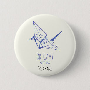 Badge Rond 5 Cm Origami Art Traditional crane