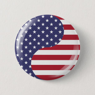 Badge Rond 5 Cm Original USA patriotic Ying yang