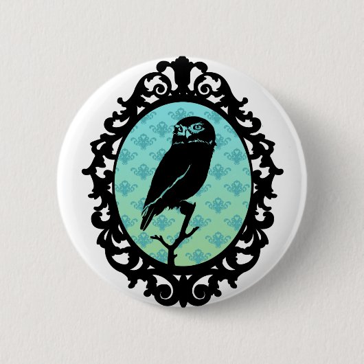 Badge Rond 5 Cm Ornated a encadré le hibou (Devant)