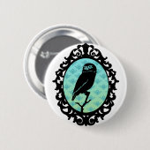 Badge Rond 5 Cm Ornated a encadré le hibou (Devant & derrière)