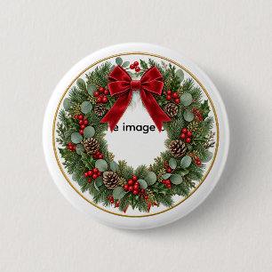 Badge Rond 5 Cm Ornement de couronne de Noël élégant Nœud en vel
