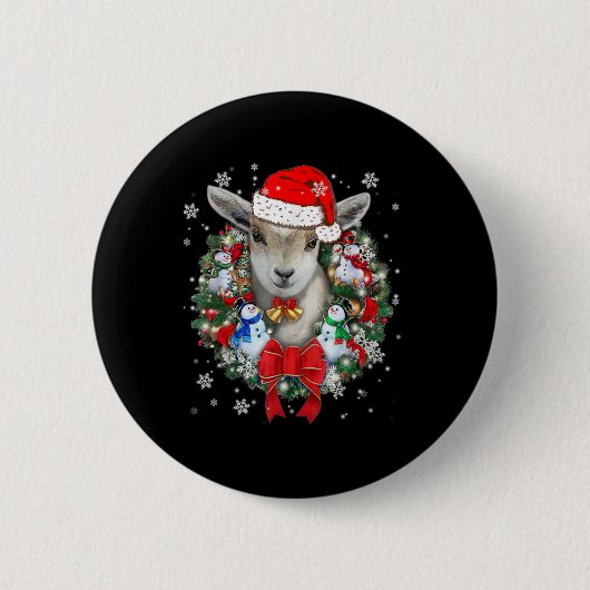 Badge Rond 5 Cm Ornement de Noël de chèvre (Devant)