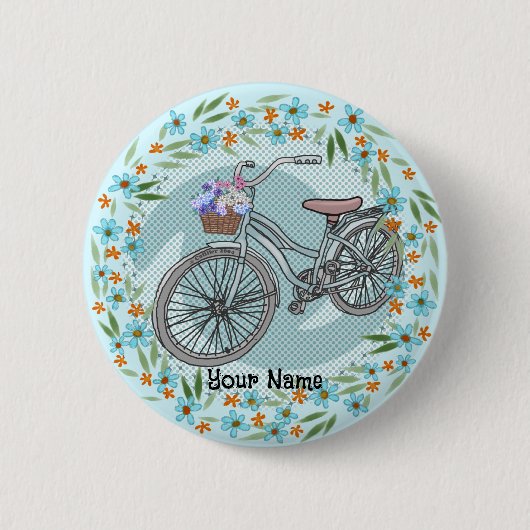 Badge Rond 5 Cm Ornement de vélo bleu (Devant)