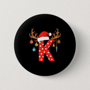 Badge Rond 5 Cm Ornement initial de l'alphabet monogramme de Noël