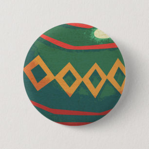 Badge Rond 5 Cm Ornements de Noël rétro rouge et vert