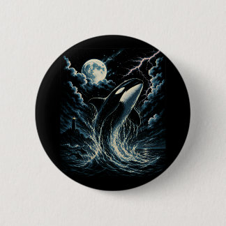 Badge Rond 5 Cm Orque de minuit vintage Orca Lune 90 Killer Whale