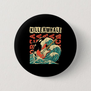 Badge Rond 5 Cm Orque jouant de la guitare respecte les locaux océ