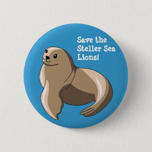 Badge Rond 5 Cm Otaries de Steller (Devant)