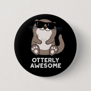 Badge Rond 5 Cm Otter Animal Otter Pun Dark BG