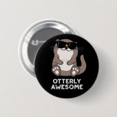 Badge Rond 5 Cm Otter Animal Otter Pun Dark BG (Devant & derrière)