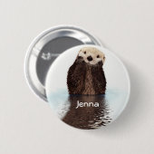 Badge Rond 5 Cm Otter mou dans l'eau (Devant & derrière)