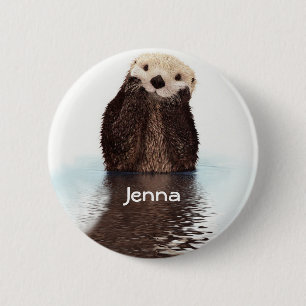 Badge Rond 5 Cm Otter mou dans l'eau