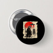 Badge Rond 5 Cm Otter Samurai Retro Ufo Japanese Warrior Art Graph (Devant & derrière)