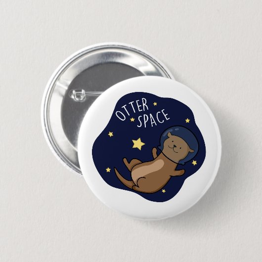Badge Rond 5 Cm Otter Space Funny Astronaut Otter Pun (Devant & derrière)
