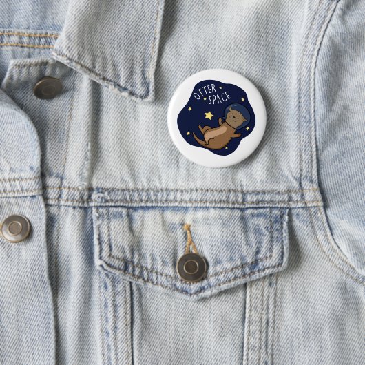 Badge Rond 5 Cm Otter Space Funny Astronaut Otter Pun (En situation)