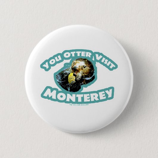 Badge Rond 5 Cm Otter visite Monterey (Devant)