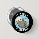 Badge Rond 5 Cm Otterly adorable Funny Flottant Otter Pun Dark BG (Devant & derrière)