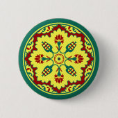 Badge Rond 5 Cm Ottoman Turkish tulip pattern in red and yellow Bu (Devant)