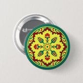 Badge Rond 5 Cm Ottoman Turkish tulip pattern in red and yellow Bu (Devant & derrière)