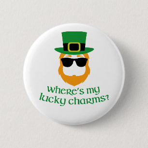 Badge Rond 5 Cm Où est mes charmes chanceux ? Lutin de jour de St