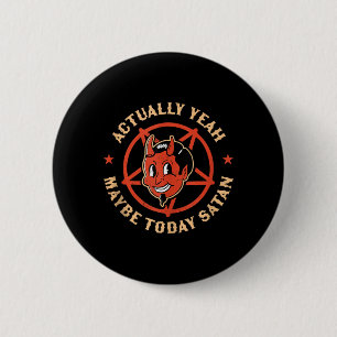 Badge Rond 5 Cm Ouais peut-être Satan Rétro Vintage Halloween Goth