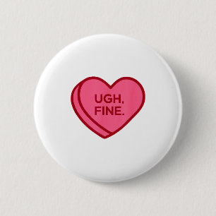 Badge Rond 5 Cm Ouais Super Anti Saint Valentin Cœur Sarcastique