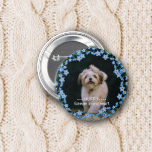 Badge Rond 5 Cm Oubliez-moi Pas de couronne Nom photo Pet Memorial